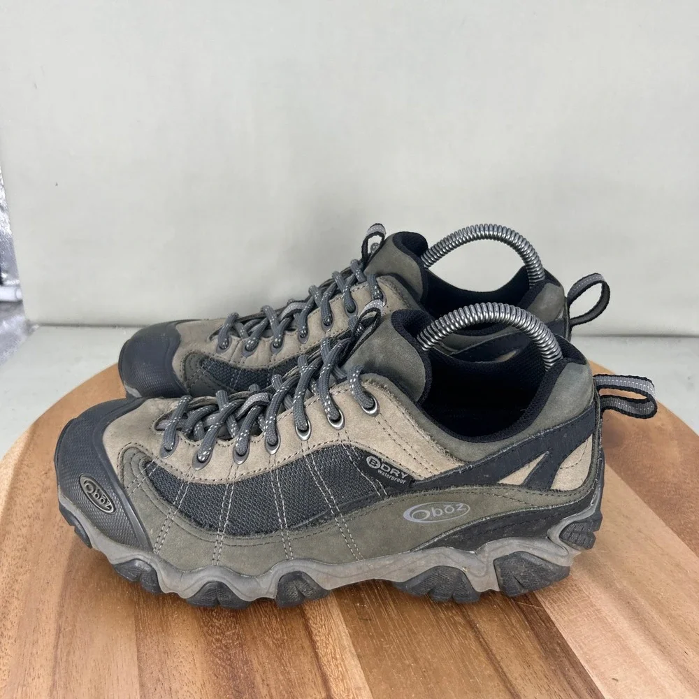 Oboz Firebrand II B-DRY Waterproof Hiking Shoes Mens 8 Gray Black Low Top